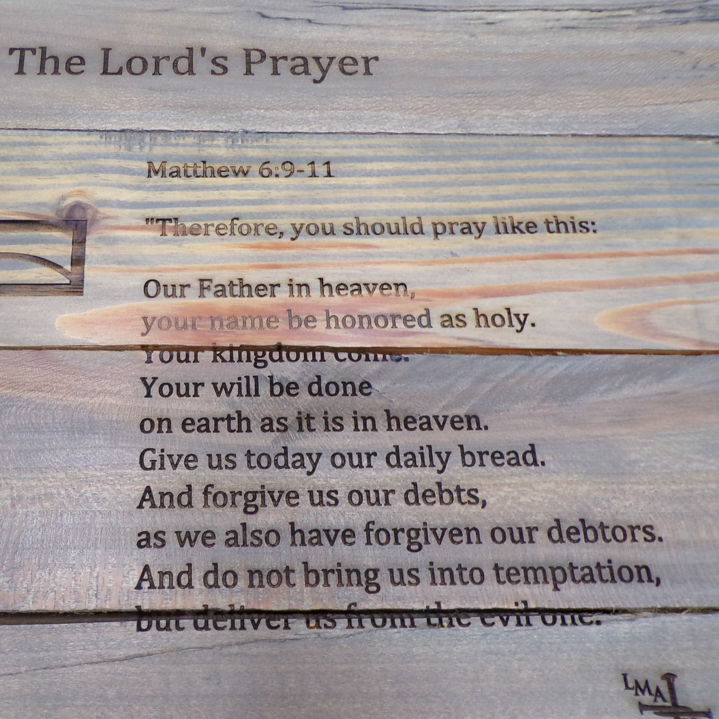 Praying Hands Reclaimed Pallet Wood 'Lord's Prayer