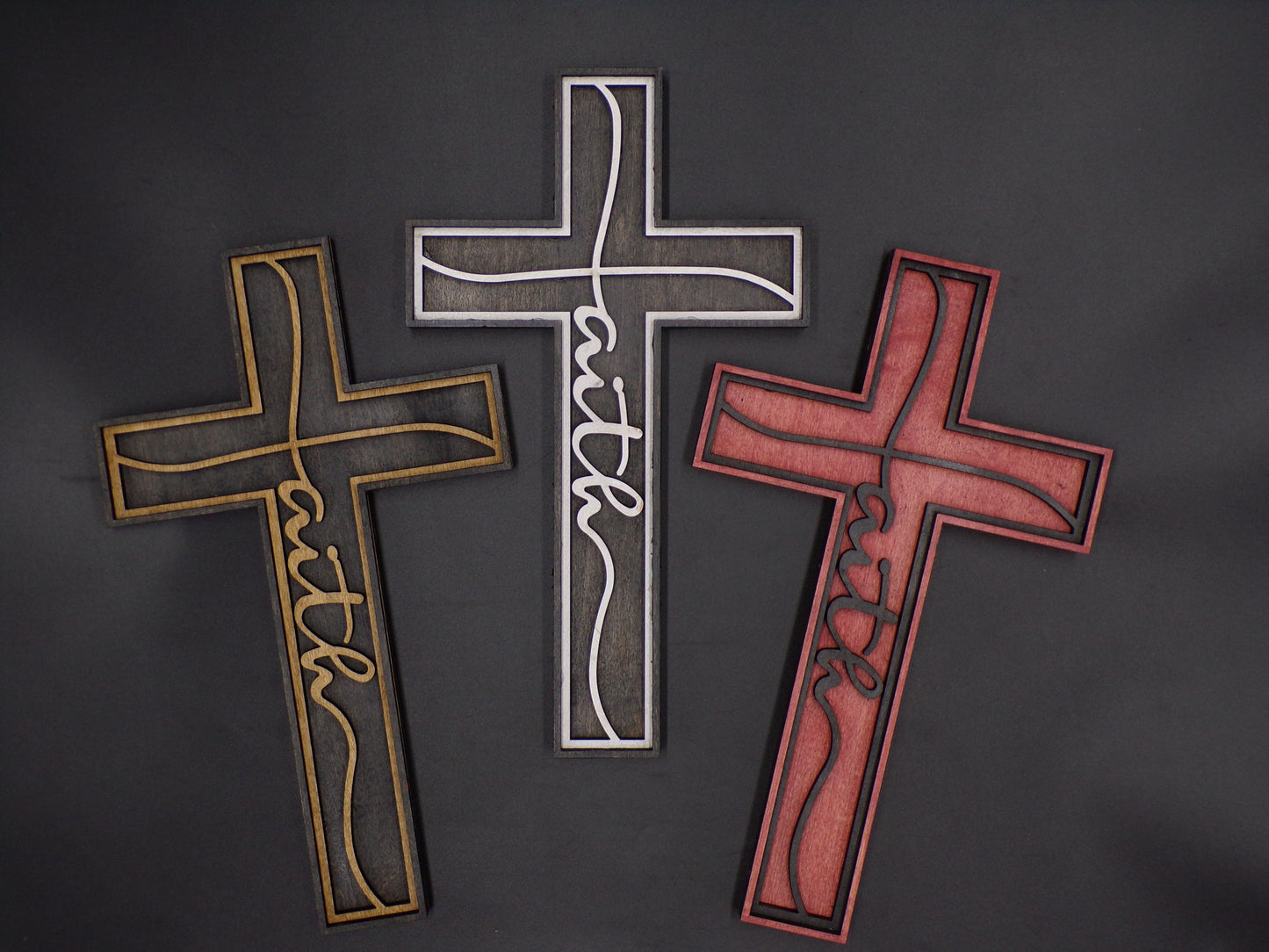 3-D Layered Wood Faith Cross Wall Decor