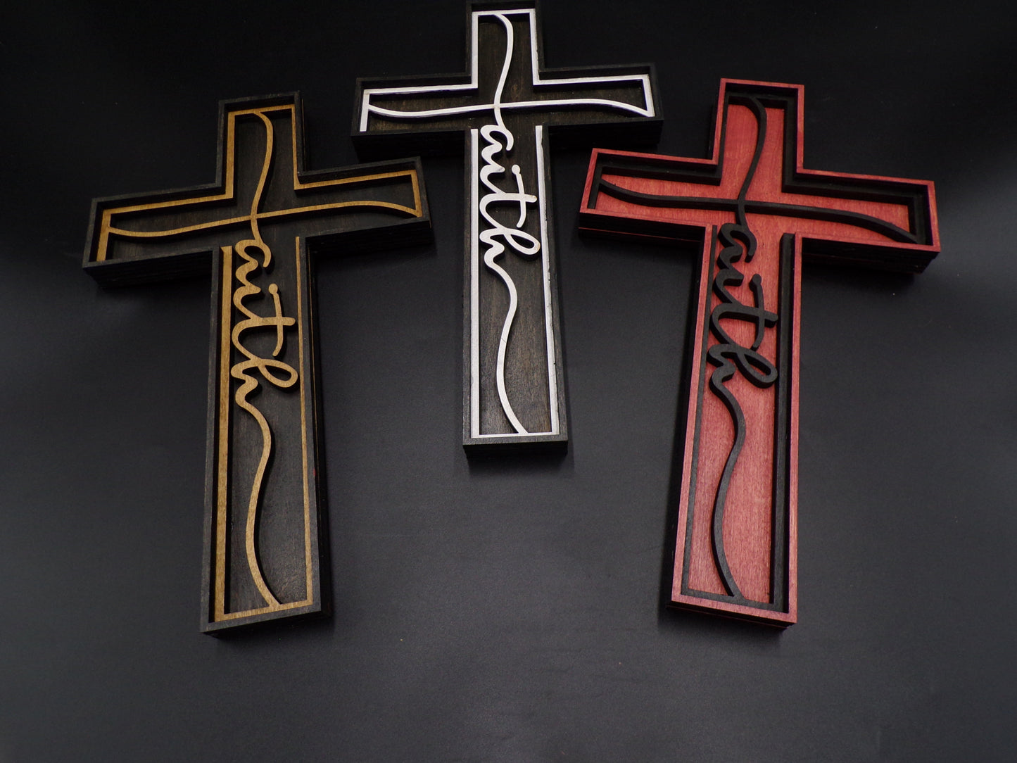3-D Layered Wood Faith Cross Wall Decor
