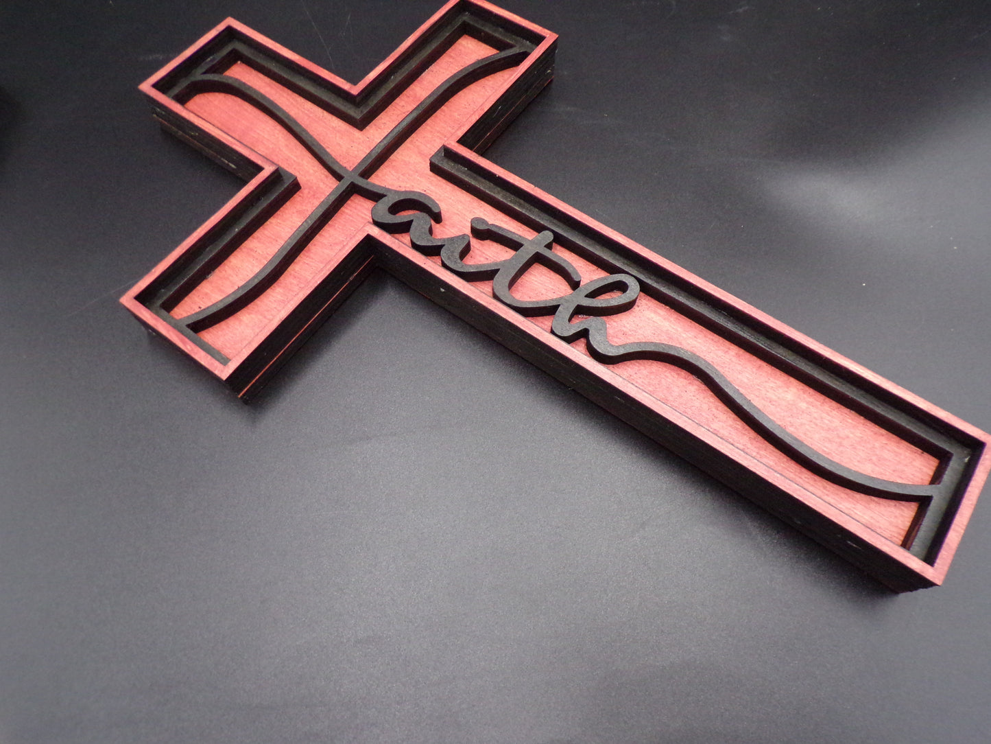 3-D Layered Wood Faith Cross Wall Decor