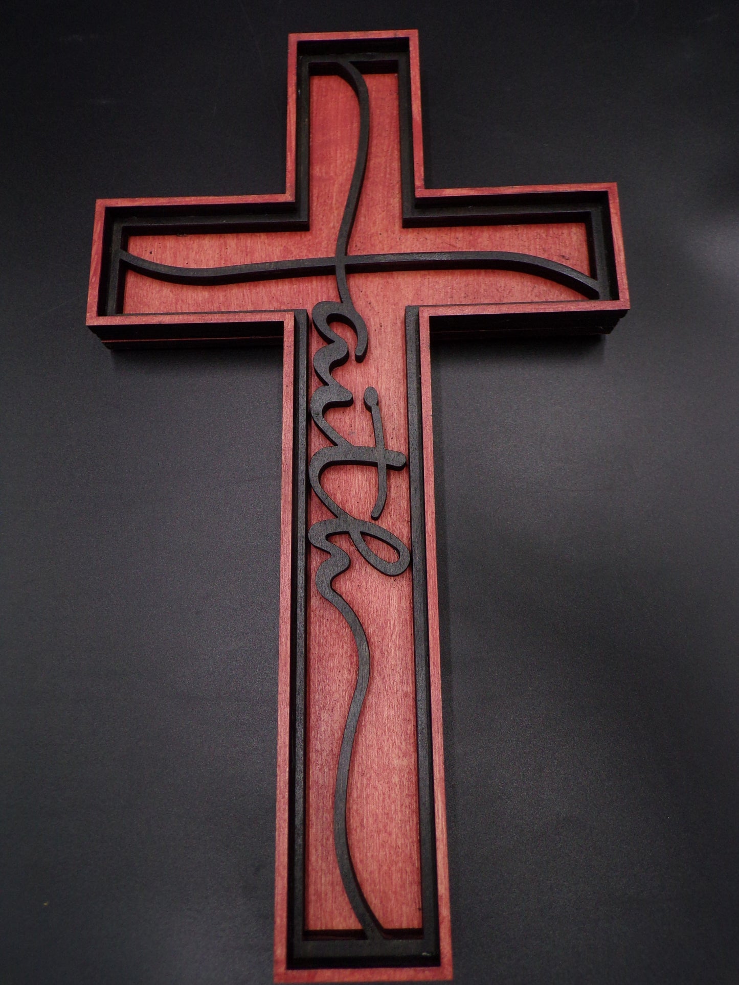 3-D Layered Wood Faith Cross Wall Decor