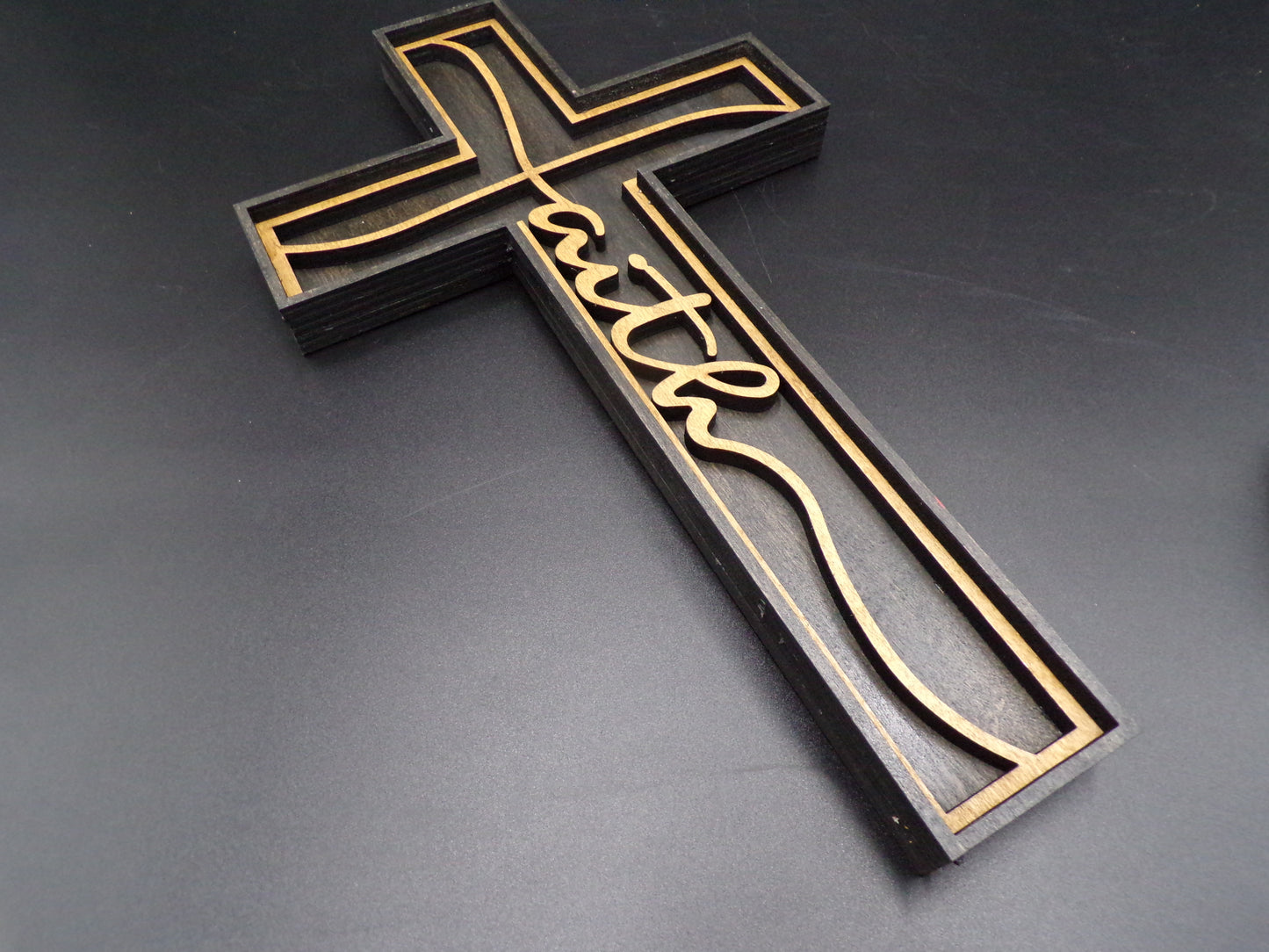 3-D Layered Wood Faith Cross Wall Decor
