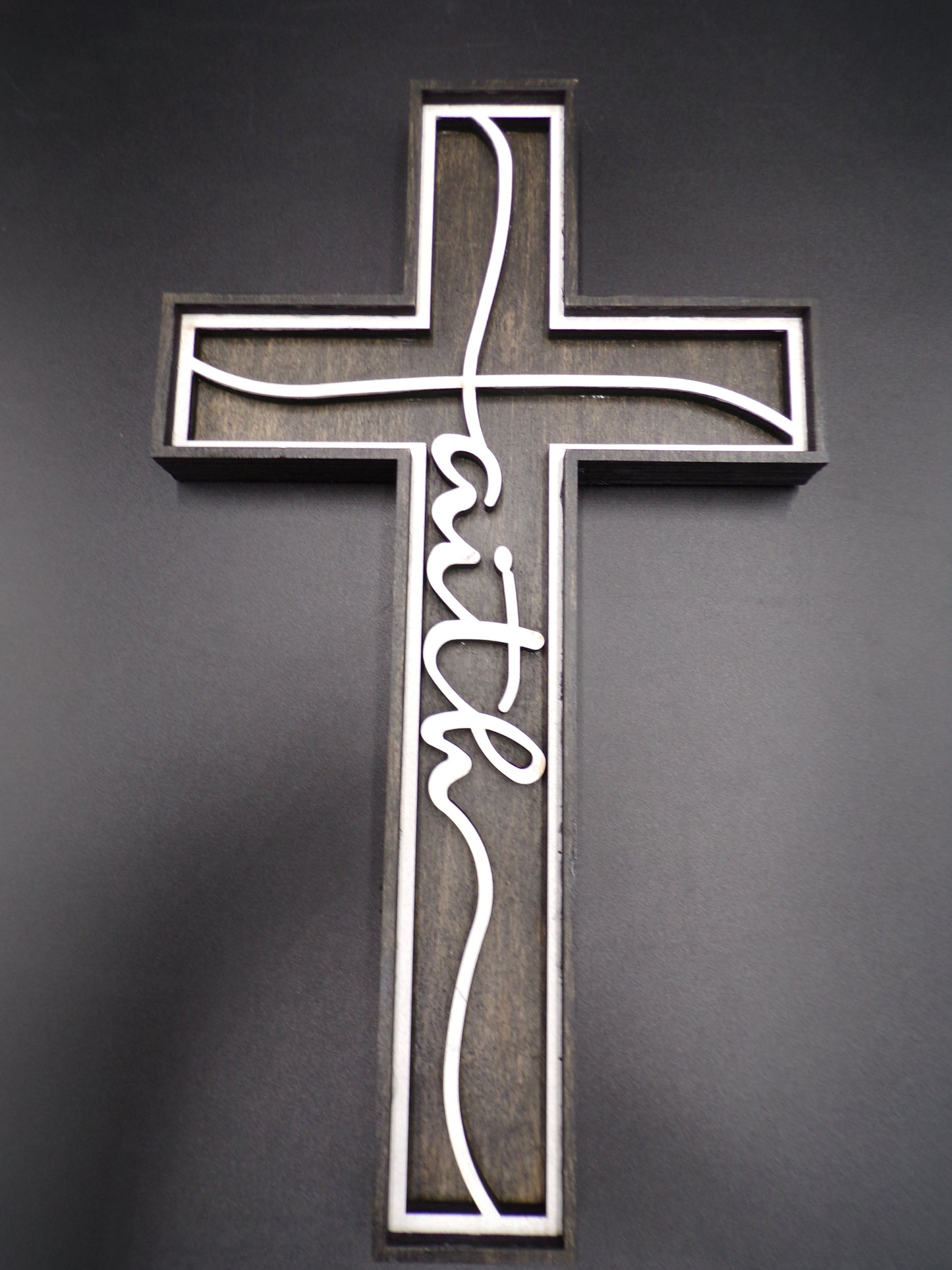 3-D Layered Wood Faith Cross Wall Decor