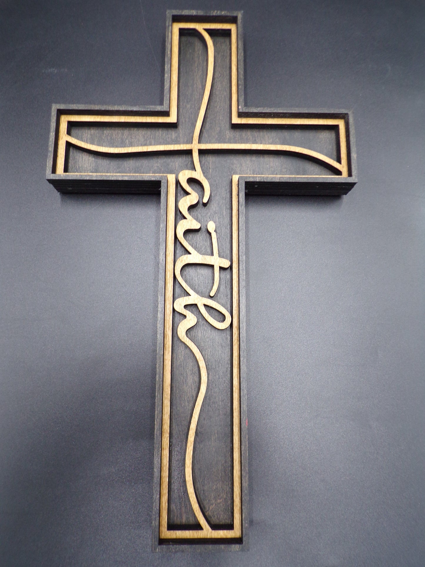 3-D Layered Wood Faith Cross Wall Decor