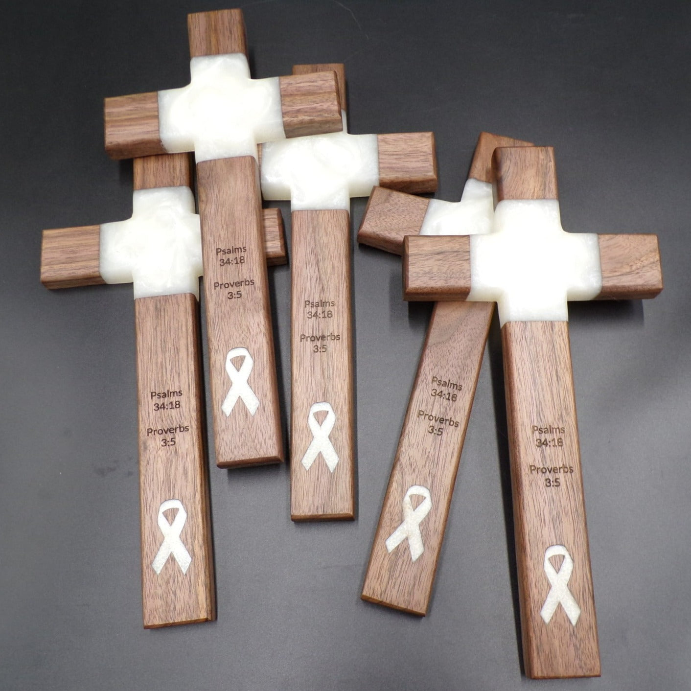 Handcrafted Lung Cancer Awareness Epoxy Crosses Show Support Lung Ca