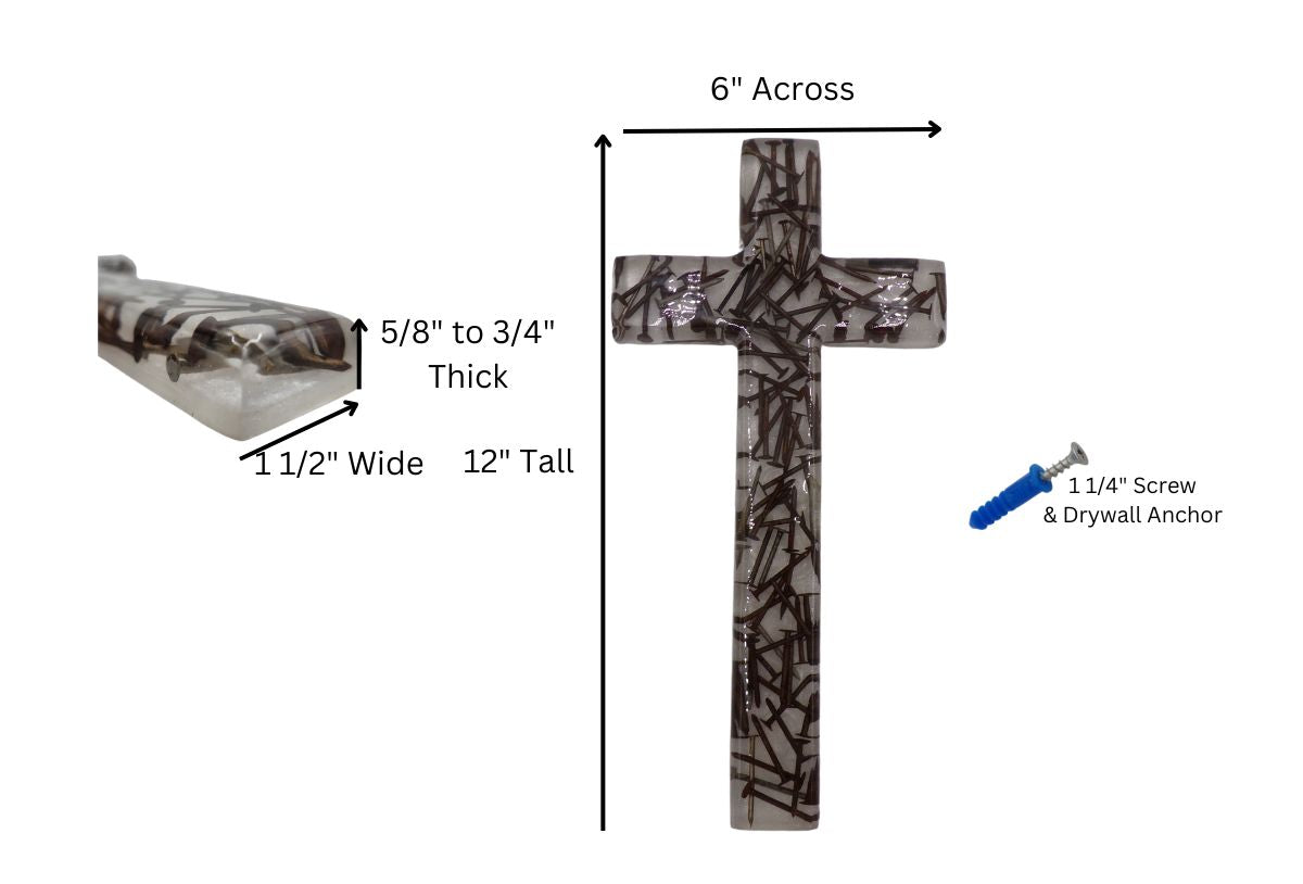 Nail of Devotion Cross: Solid Epoxy Resin with Embedded Nails Give the Gift of God's Love