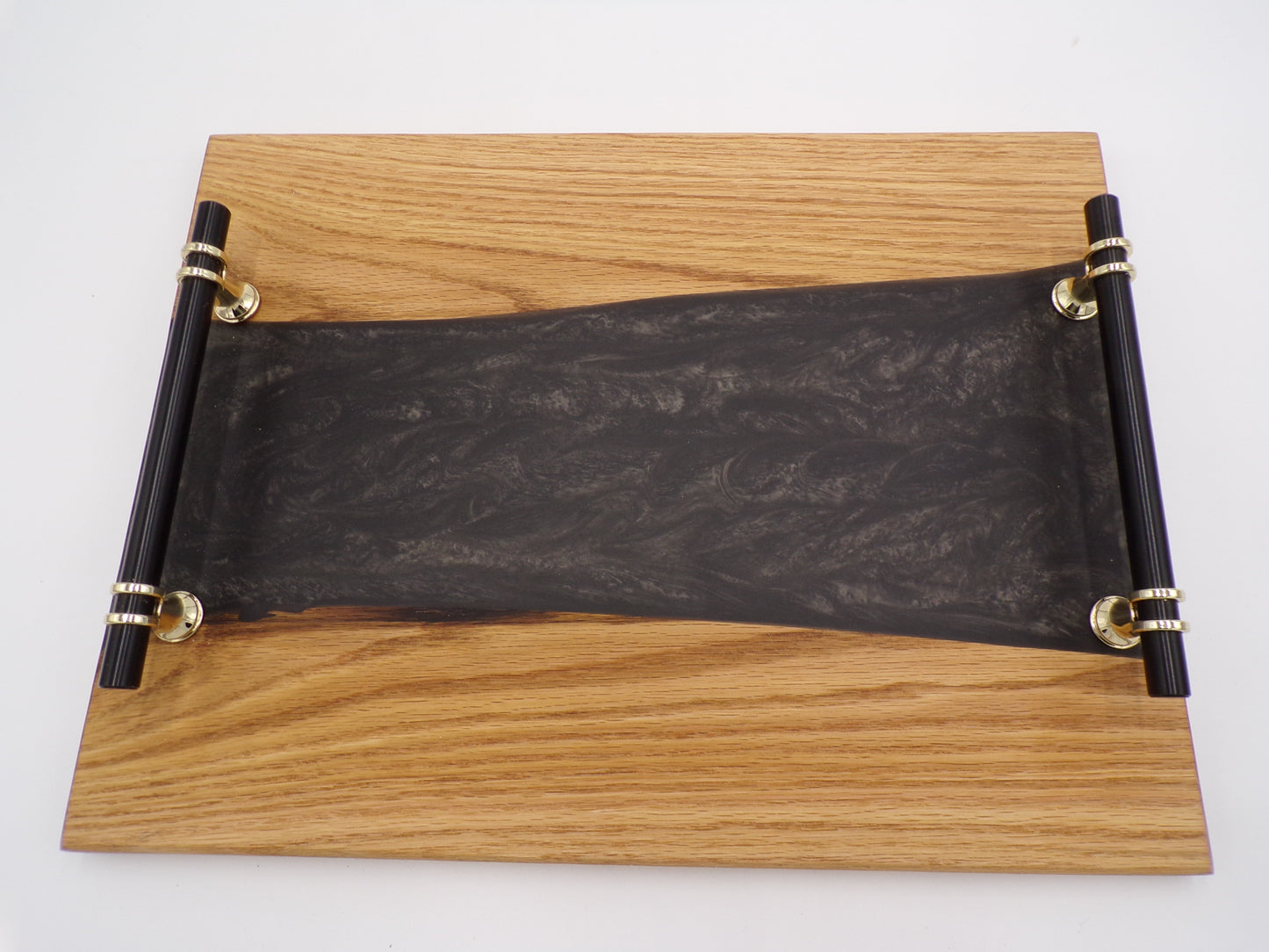 H.W. Live Edge Wood & Epoxy Resin Charcuterie Board Epoxy Serving Board | Epoxy River Serving Tray