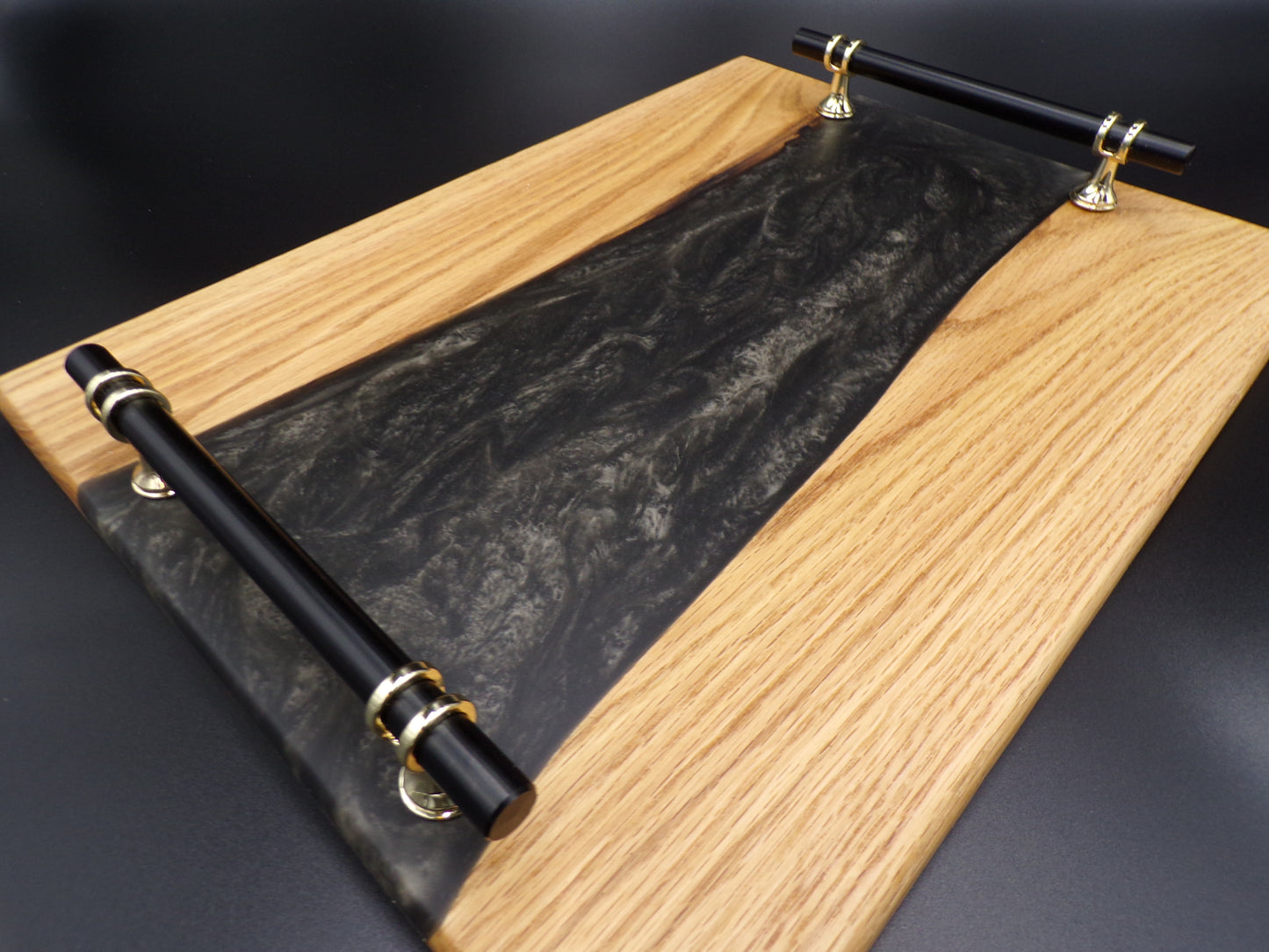 H.W. Live Edge Wood & Epoxy Resin Charcuterie Board Epoxy Serving Board | Epoxy River Serving Tray