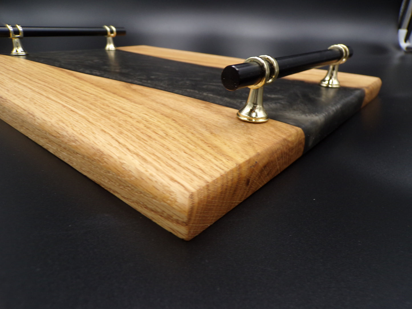 H.W. Live Edge Wood & Epoxy Resin Charcuterie Board Epoxy Serving Board | Epoxy River Serving Tray