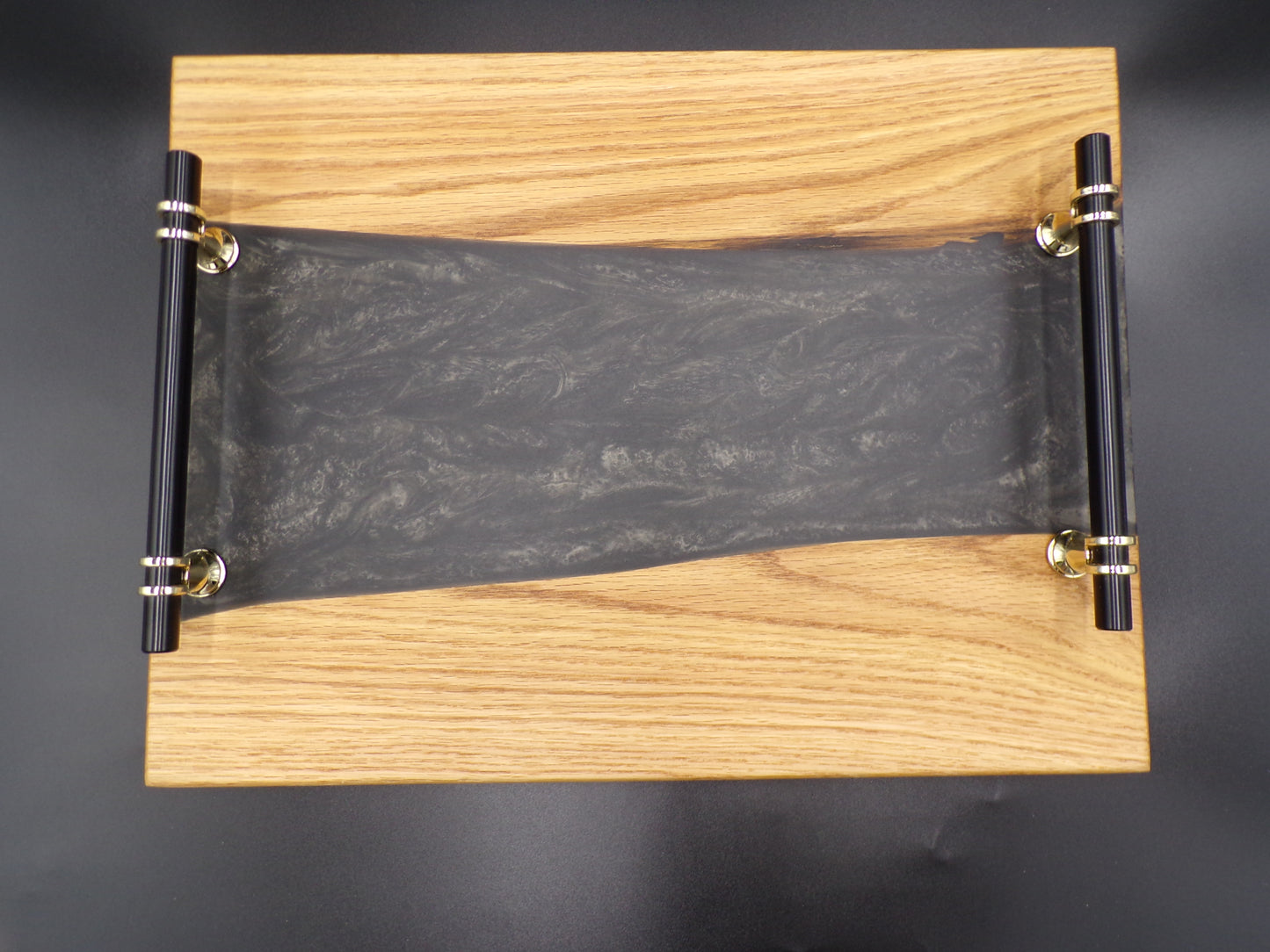 H.W. Live Edge Wood & Epoxy Resin Charcuterie Board Epoxy Serving Board | Epoxy River Serving Tray