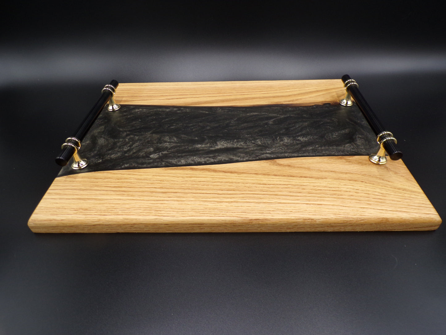 H.W. Live Edge Wood & Epoxy Resin Charcuterie Board Epoxy Serving Board | Epoxy River Serving Tray