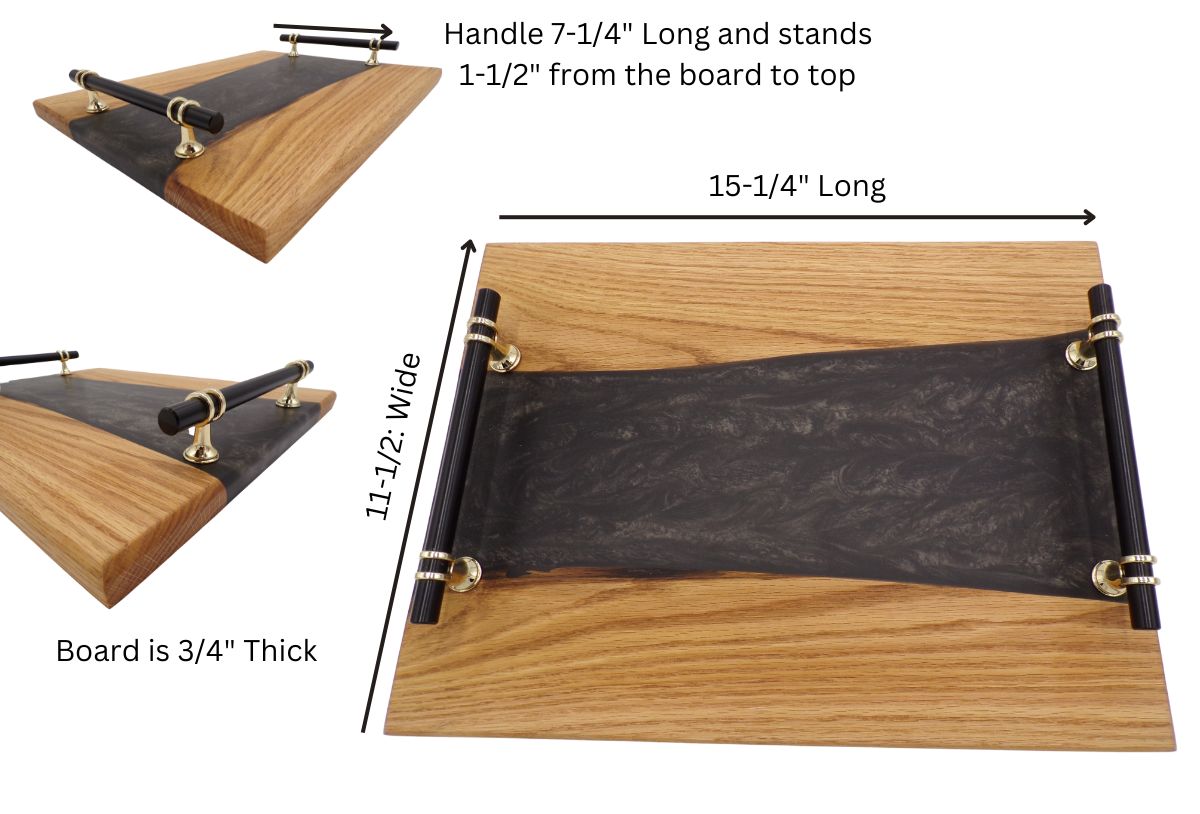 H.W. Live Edge Wood & Epoxy Resin Charcuterie Board Epoxy Serving Board | Epoxy River Serving Tray