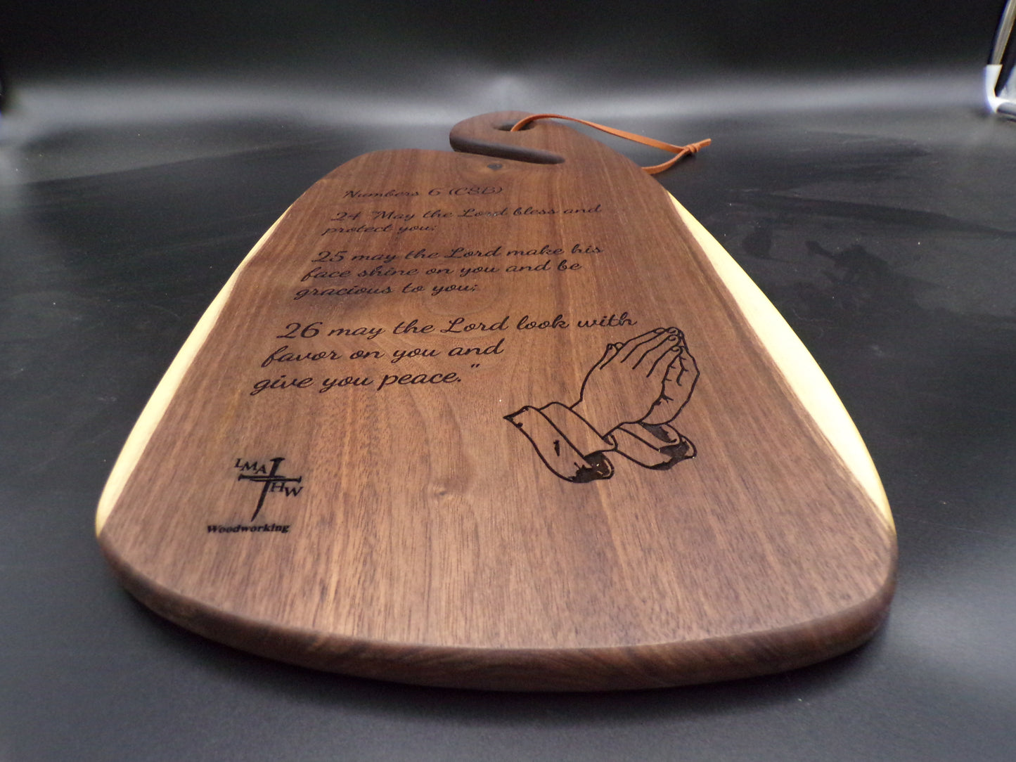 Personalized Live Edge Walnut Charcuterie Board: Embrace Imperfection and Faith