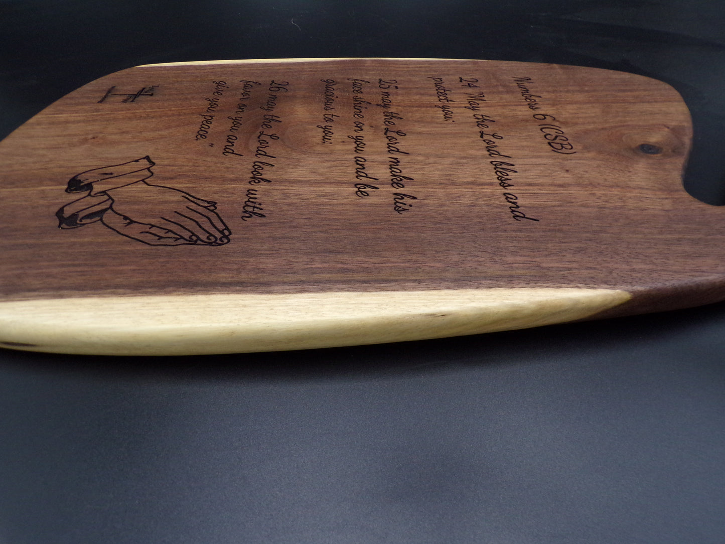 Personalized Live Edge Walnut Charcuterie Board: Embrace Imperfection and Faith