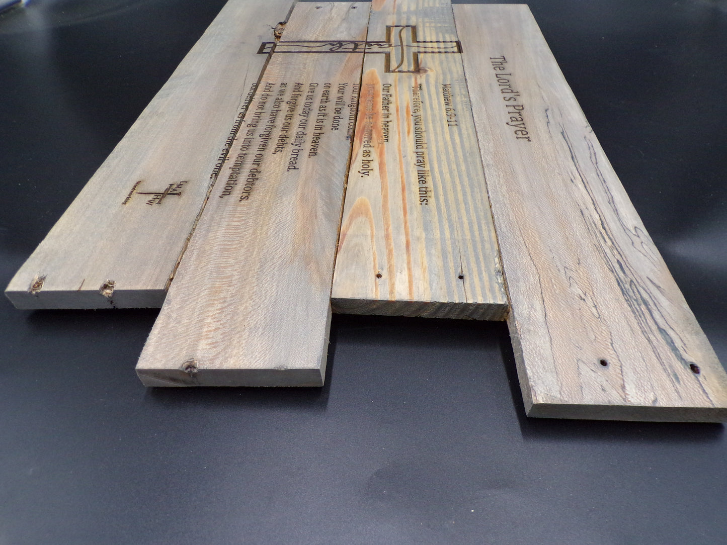 Faith Cross Reclaimed Pallet Wood 'Lord's Prayer