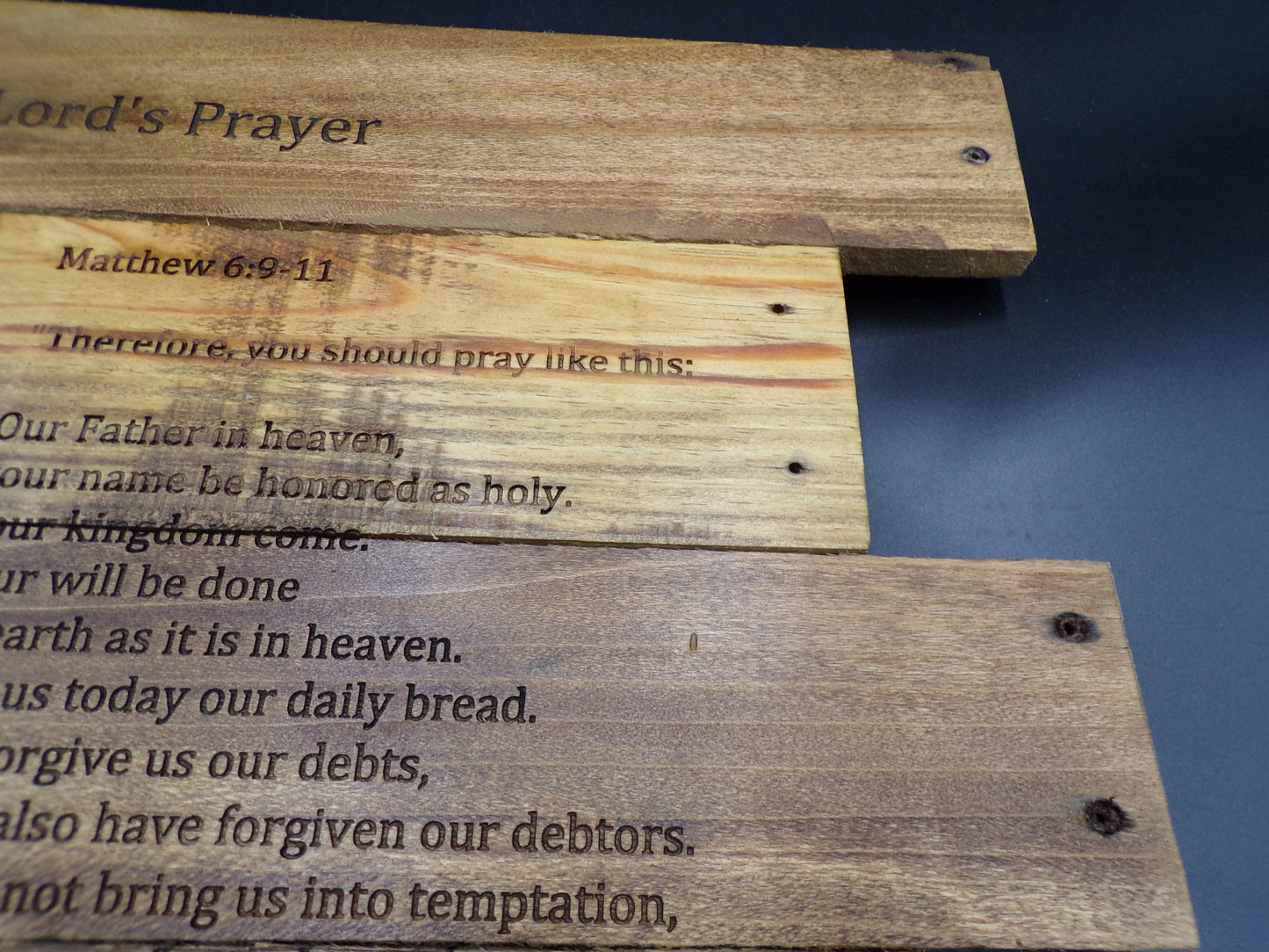 Praying Hands Reclaimed Pallet Wood 'Lord's Prayer