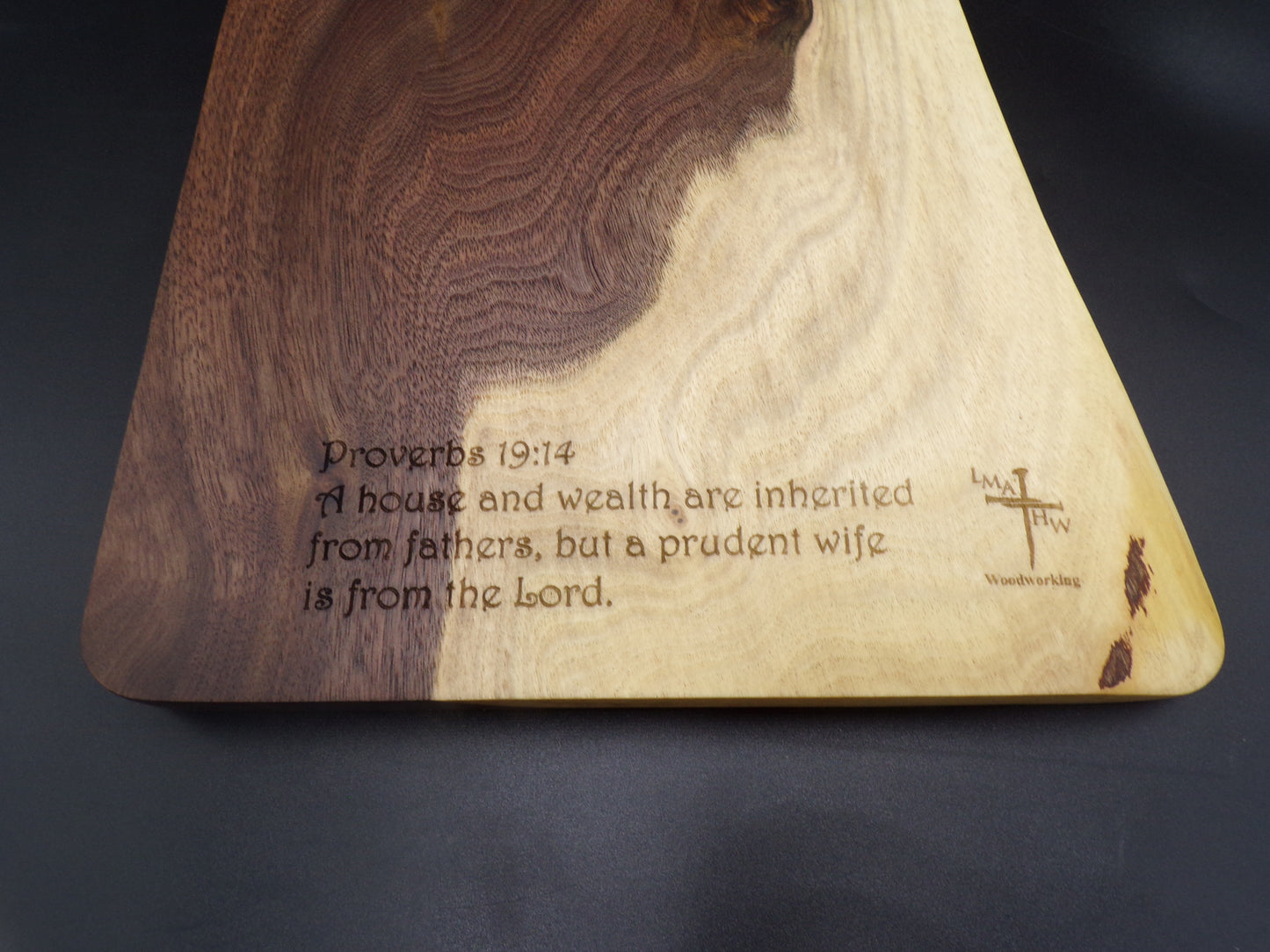 Elevate Your Entertaining Experience with Our Personalized Bible Verse Walnut Charcuterie Bread Board