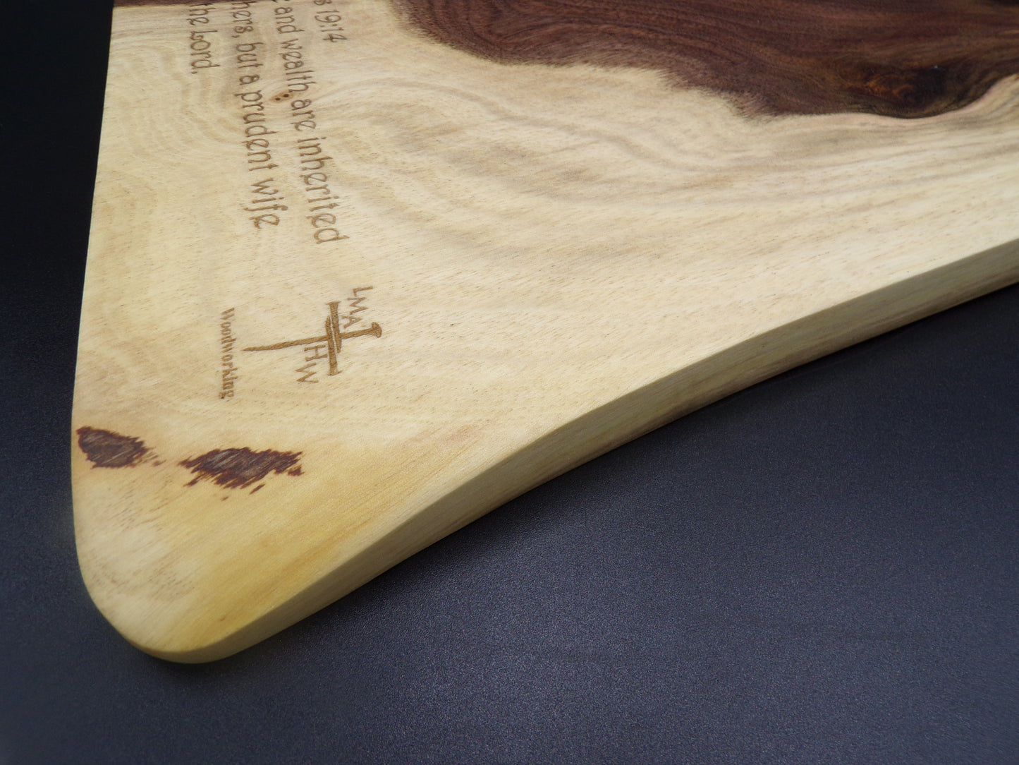 Elevate Your Entertaining Experience with Our Personalized Bible Verse Walnut Charcuterie Bread Board