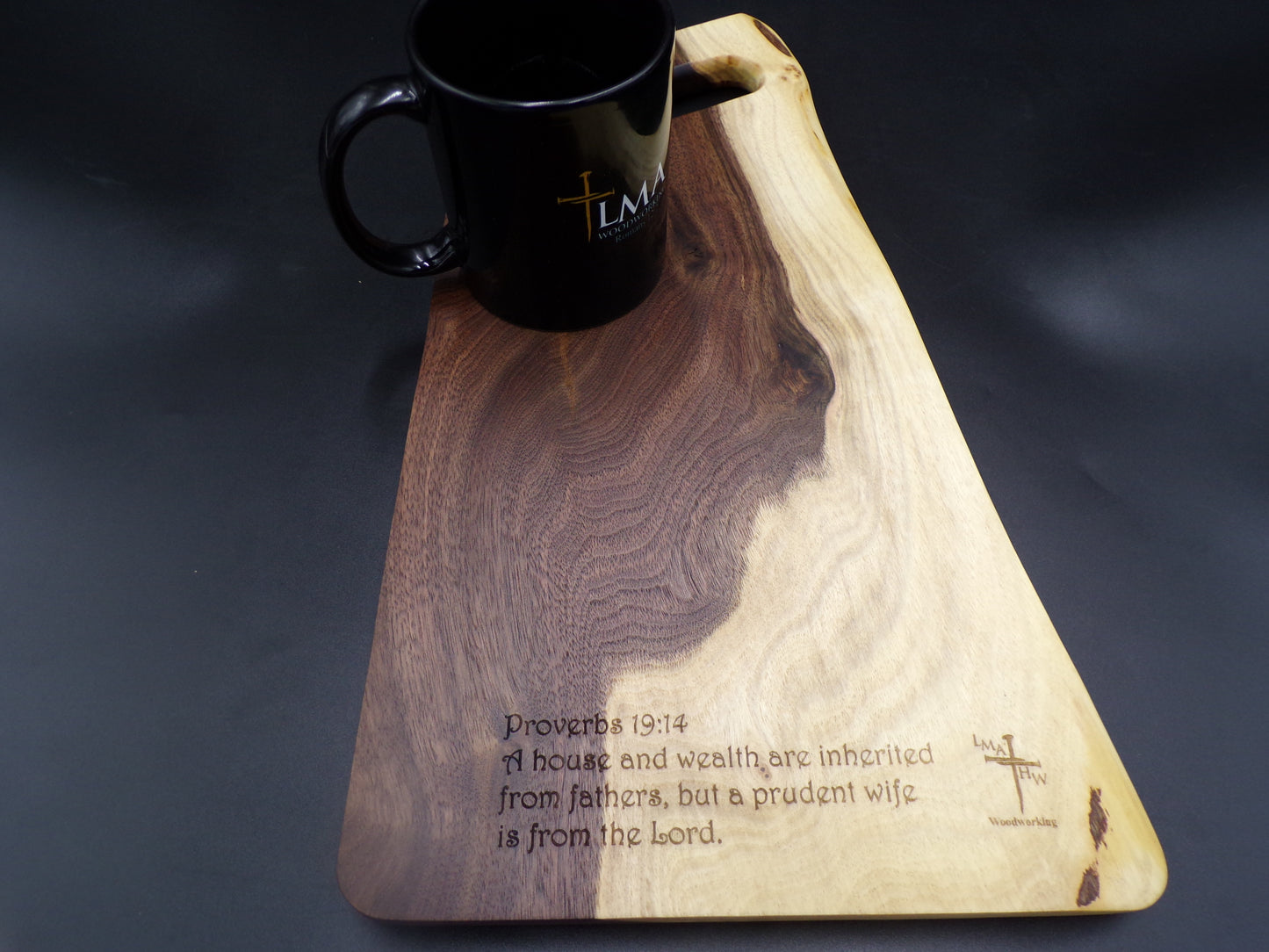 Elevate Your Entertaining Experience with Our Personalized Bible Verse Walnut Charcuterie Bread Board