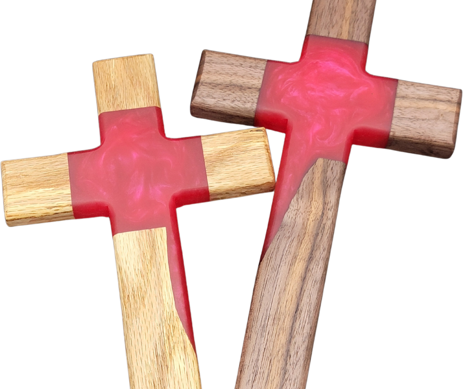 Give the Gift of God's Love Redemption Flow Cross - Blood Red Epoxy