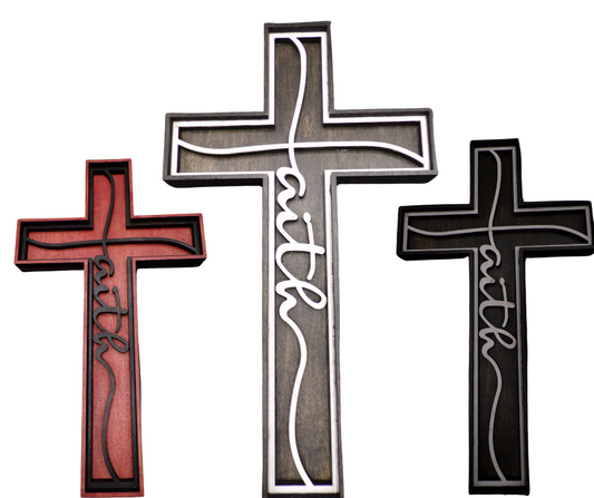 3-D Layered Wood Faith Cross Wall Decor