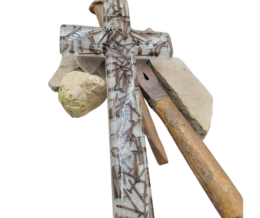 Nail of Devotion Cross: Solid Epoxy Resin with Embedded Nails Give the Gift of God's Love