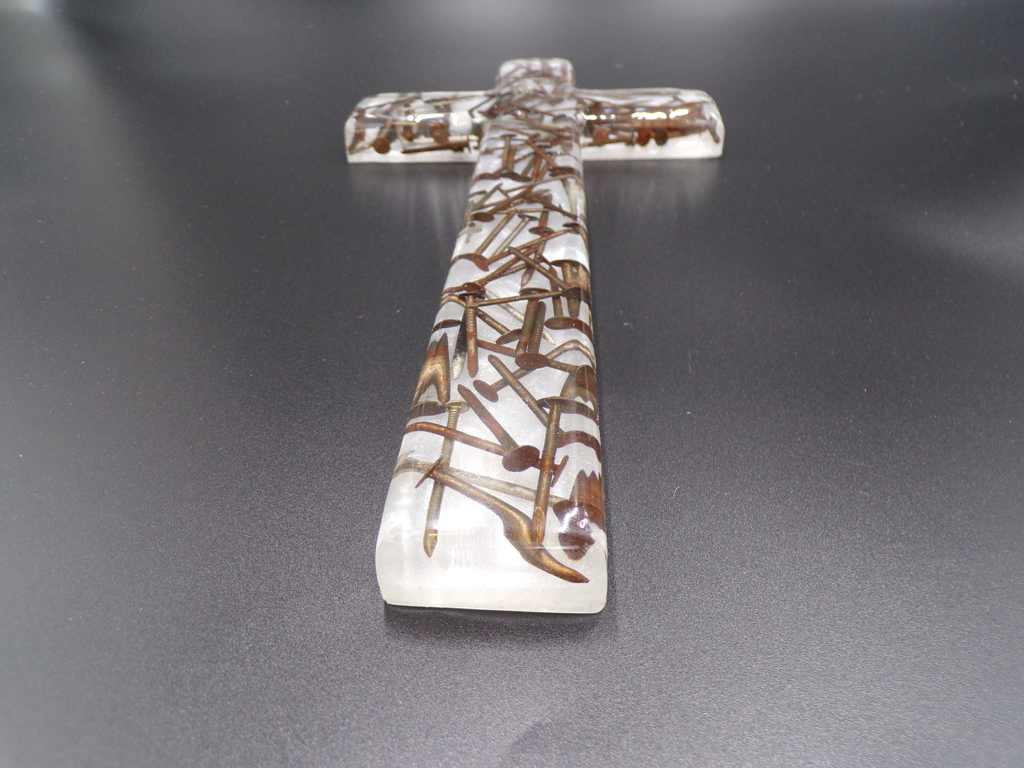 Nail of Devotion Cross: Solid Epoxy Resin with Embedded Nails Give the Gift of God's Love