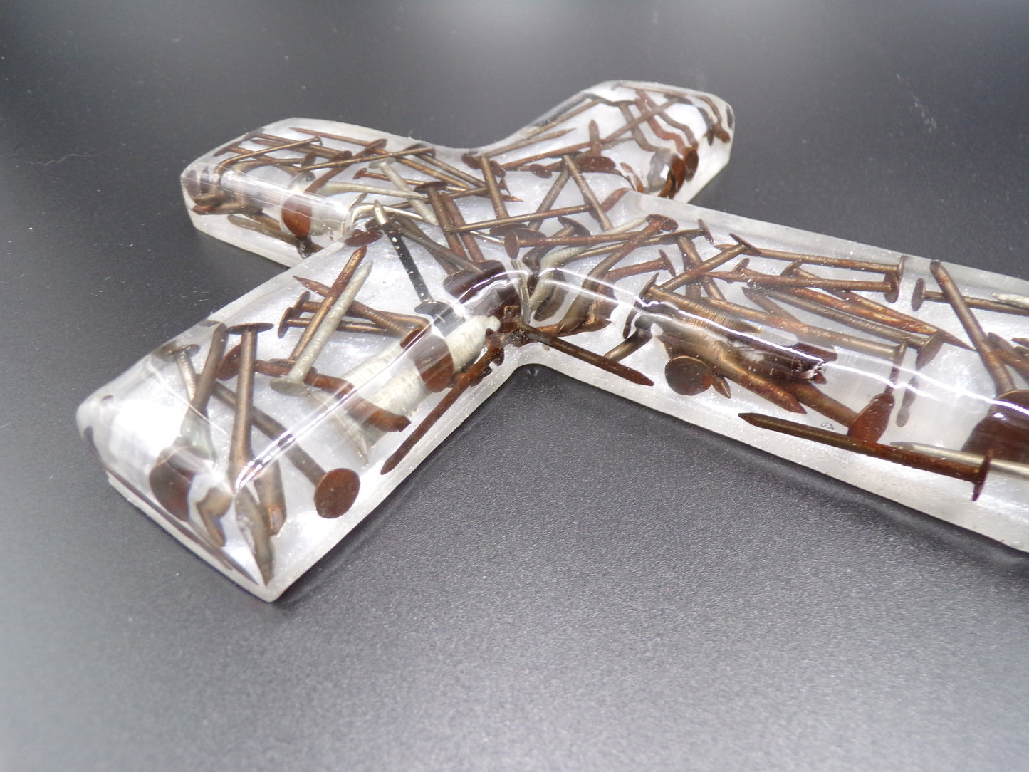 Nail of Devotion Cross: Solid Epoxy Resin with Embedded Nails Give the Gift of God's Love